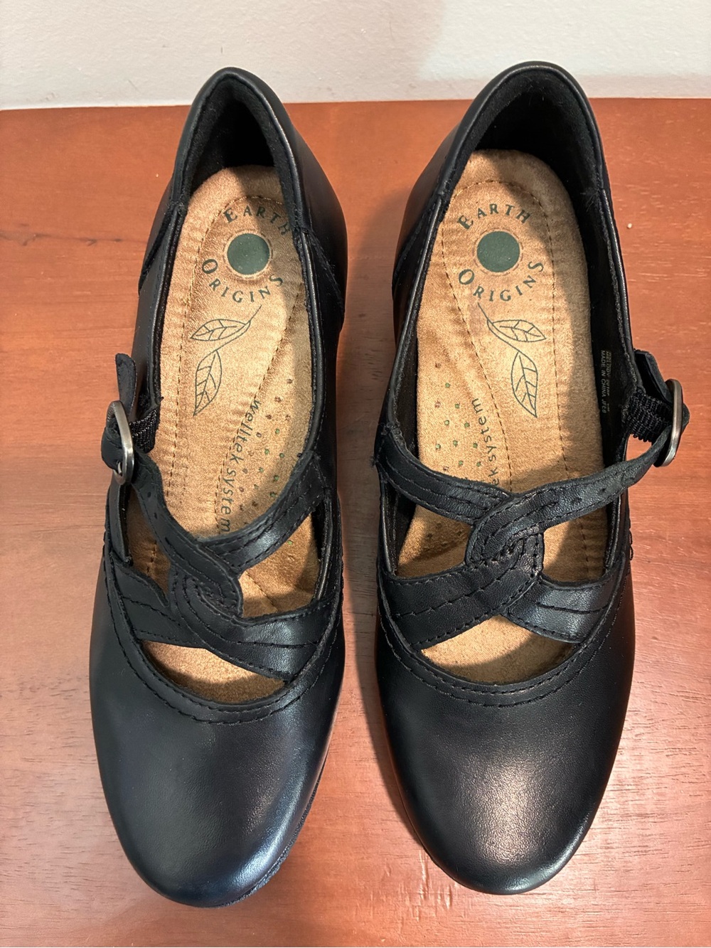 Earth Origins Melody Black Leather Mary Jane Pumps Women's Size 6 - Picture 4 of 13